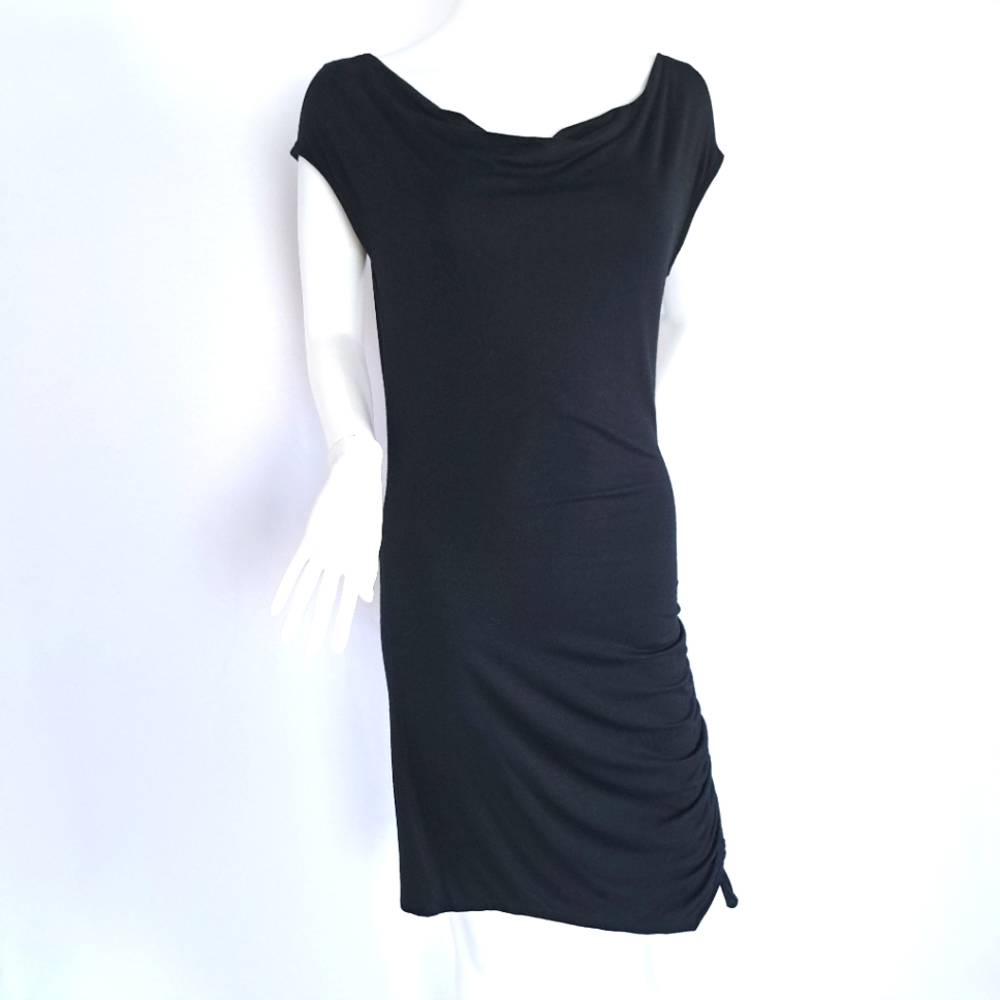 Michael Michael Kors Black Cap Sleeve Rayon Knit Dress